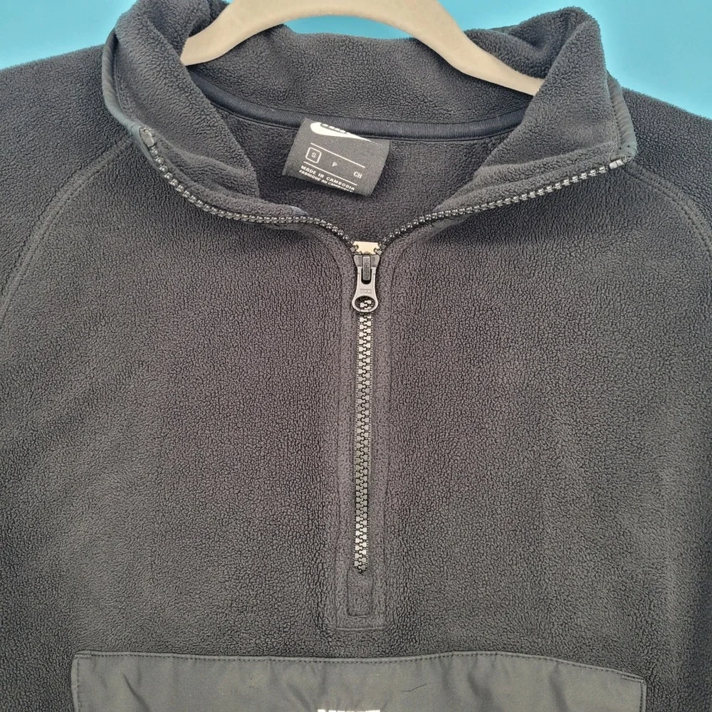 Nike Sportswear Half Zip Fleece Pullover Jacket Anorak Pouch Black CJ4545-010